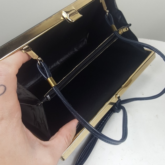 Vintage Genuine Leather Navy Blue Clutch Wristlet - Picture 6 of 8